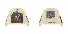 Godspeed "E Pluribus Unum" Black Monday Newspaper Skeleton Beige Long Sleeve Tee