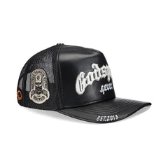 Godspeed Forever Black Leather Trucker Hat