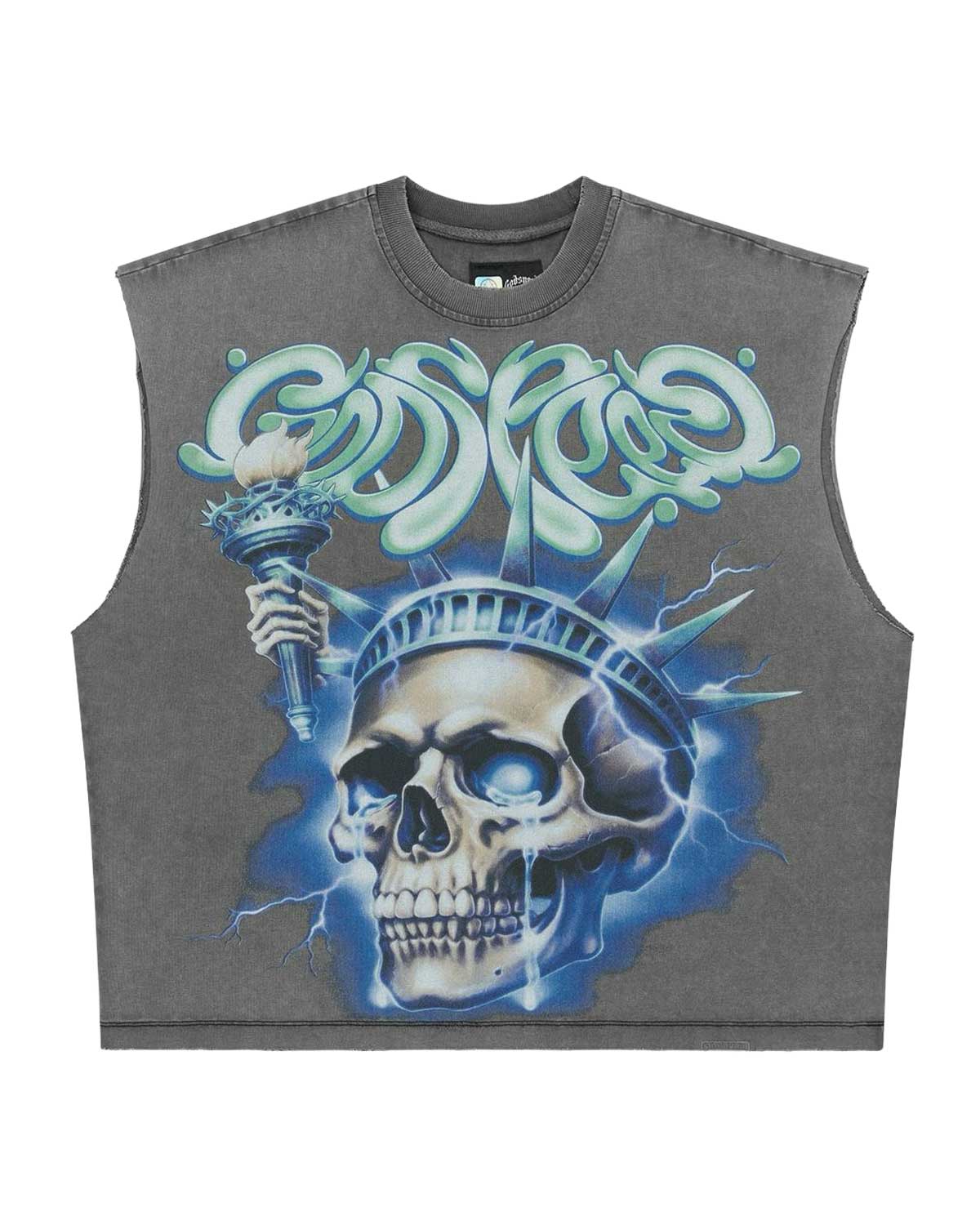 Godspeed Liberty Tears Sleeveless Tee Grey