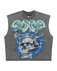 Godspeed Liberty Tears Sleeveless Tee Grey