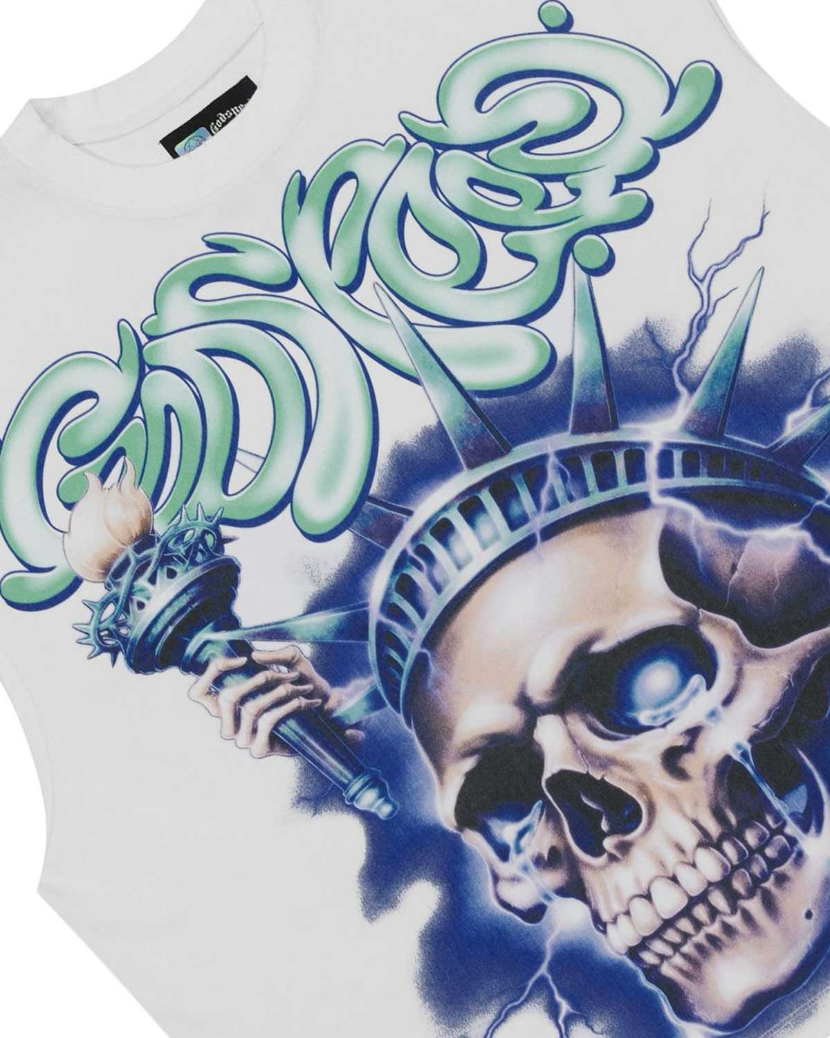 Godspeed Liberty Tears Sleeveless Tee White