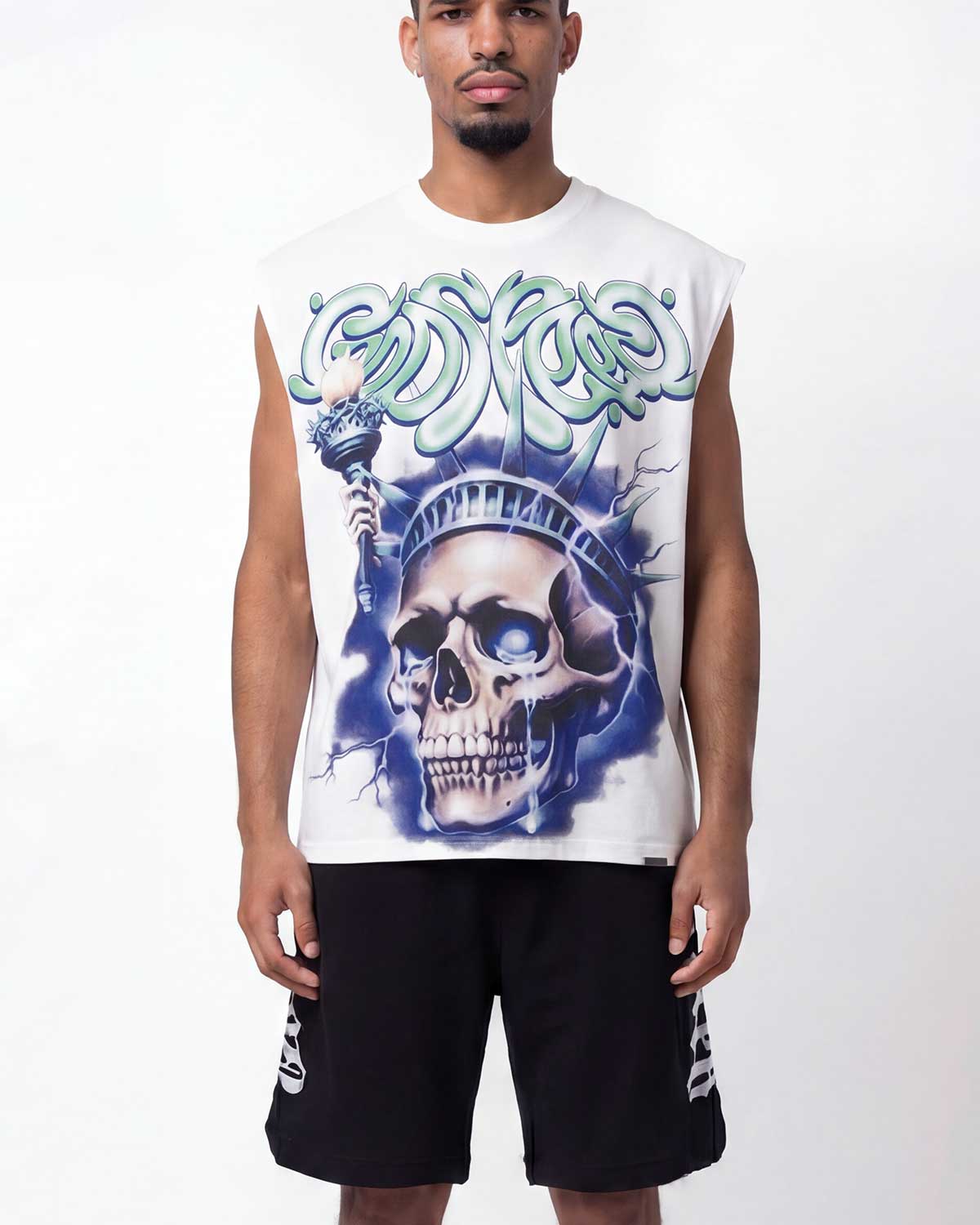 Godspeed Liberty Tears Sleeveless Tee White