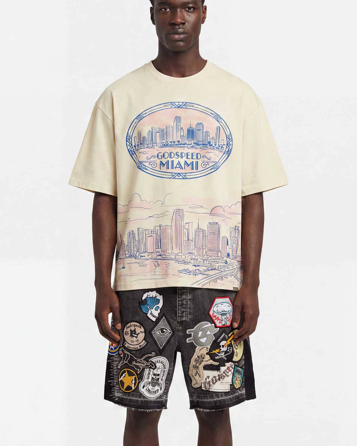 Godspeed Patchwork Denim Shorts V2 Grey