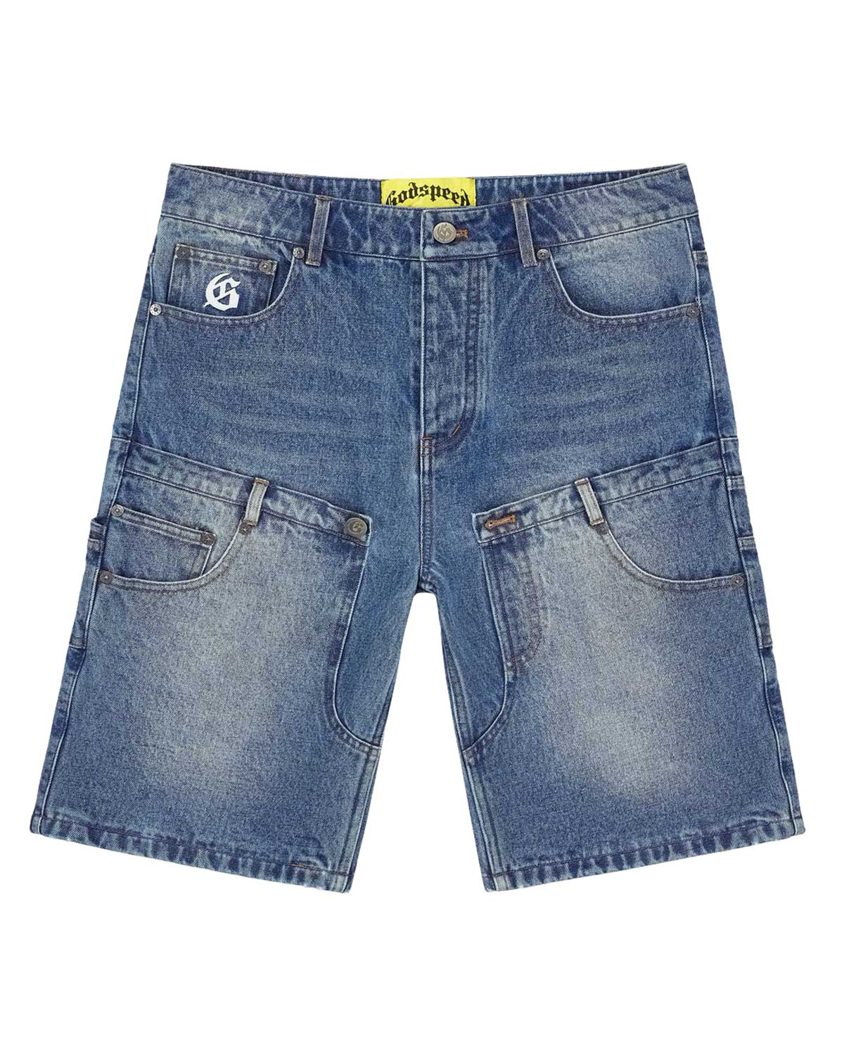 Godspeed Twin Panel Denim Shorts Blue