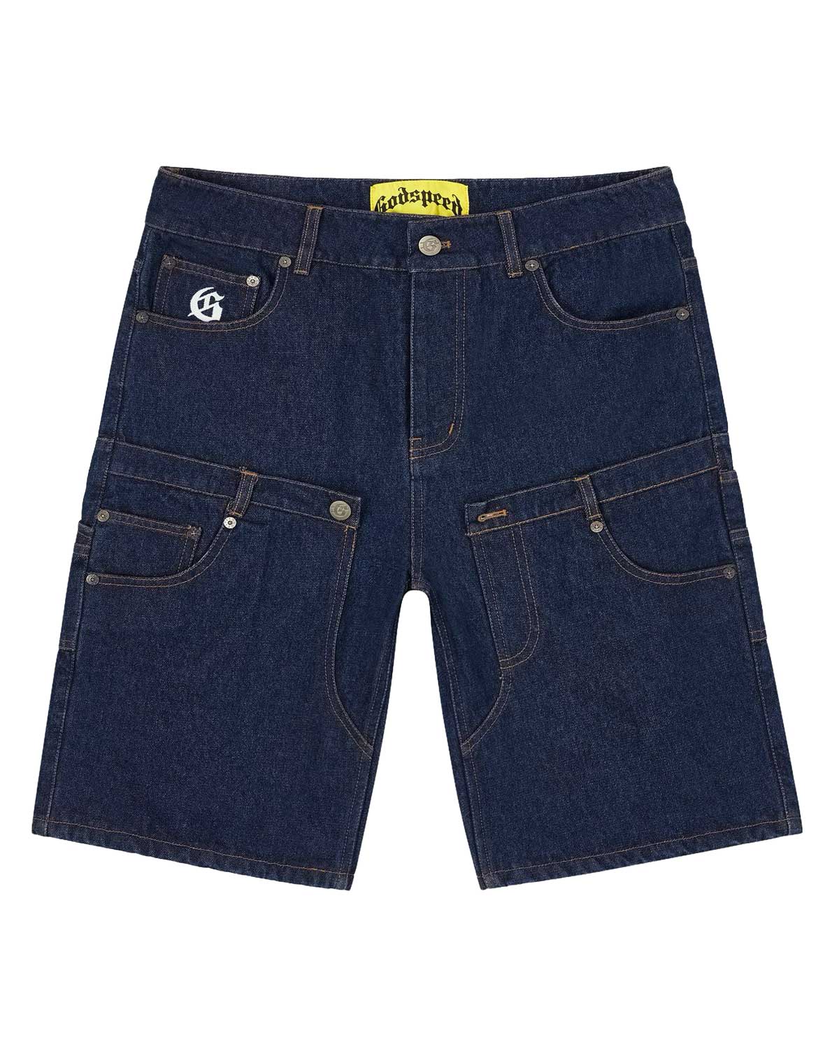 Godspeed Twin Panel Denim Shorts Raw Blue