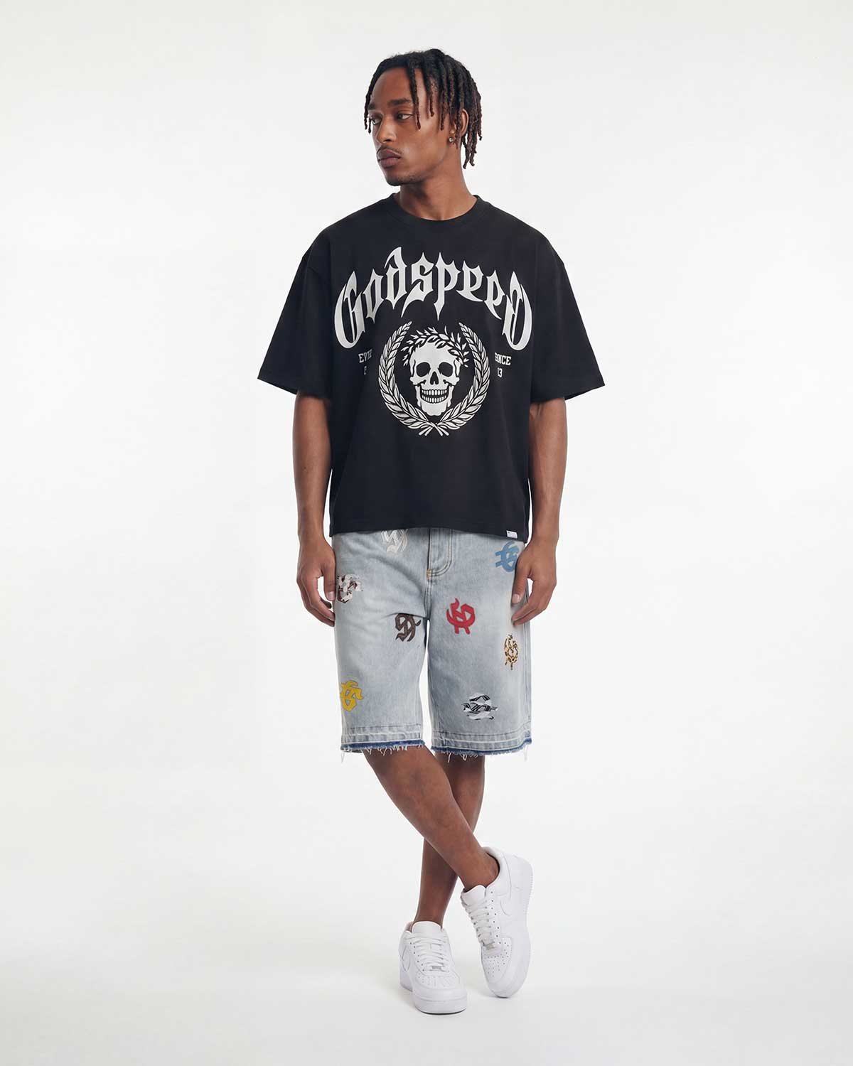 Godspeed Infinity Denim Shorts Multi Color Blue