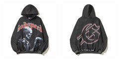 Vintage "Godspeed" Skeleton Graphic Oversized Hoodie