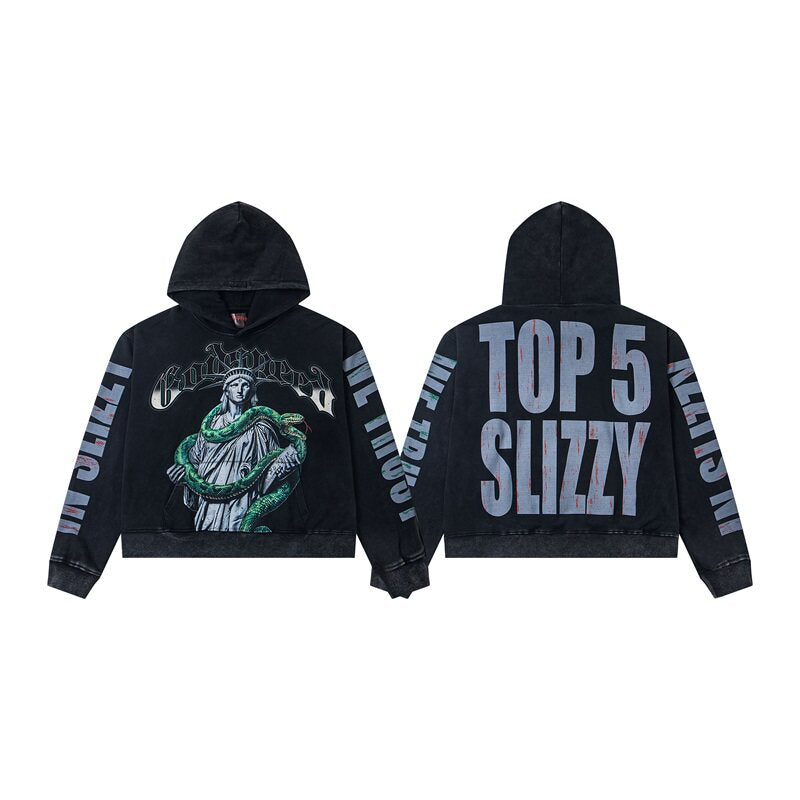 Vintage "Godspeed" Top 5 Slizzy Oversized Hoodie