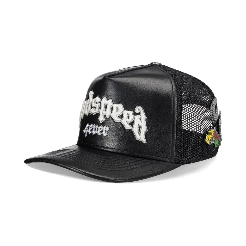 Godspeed Forever Black Leather Trucker Hat
